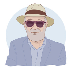 Man med hatt och solglasögon