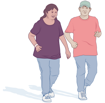 Två personer som promenerar tillsammans.
