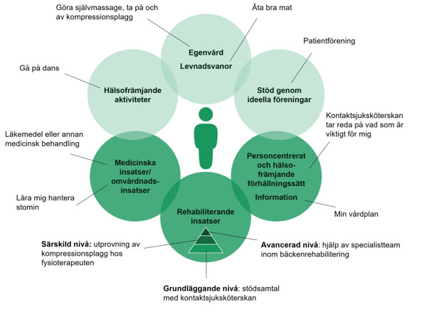 En bild som visar en person omgiven av dess rehabilitering.