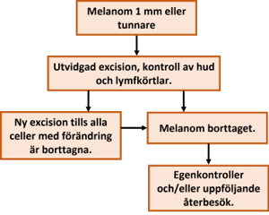 Ett flödesschema som visar utredningen av melanom.