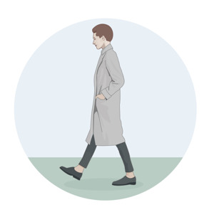Illustration av person som promenerar.