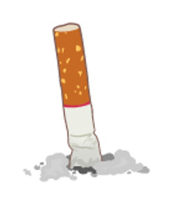 Illustration av fimpad cigarett.